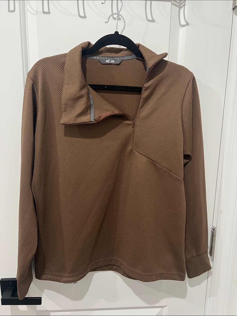 Salomon Brown Textured Quarter Zip Performance Top Size Large‎
